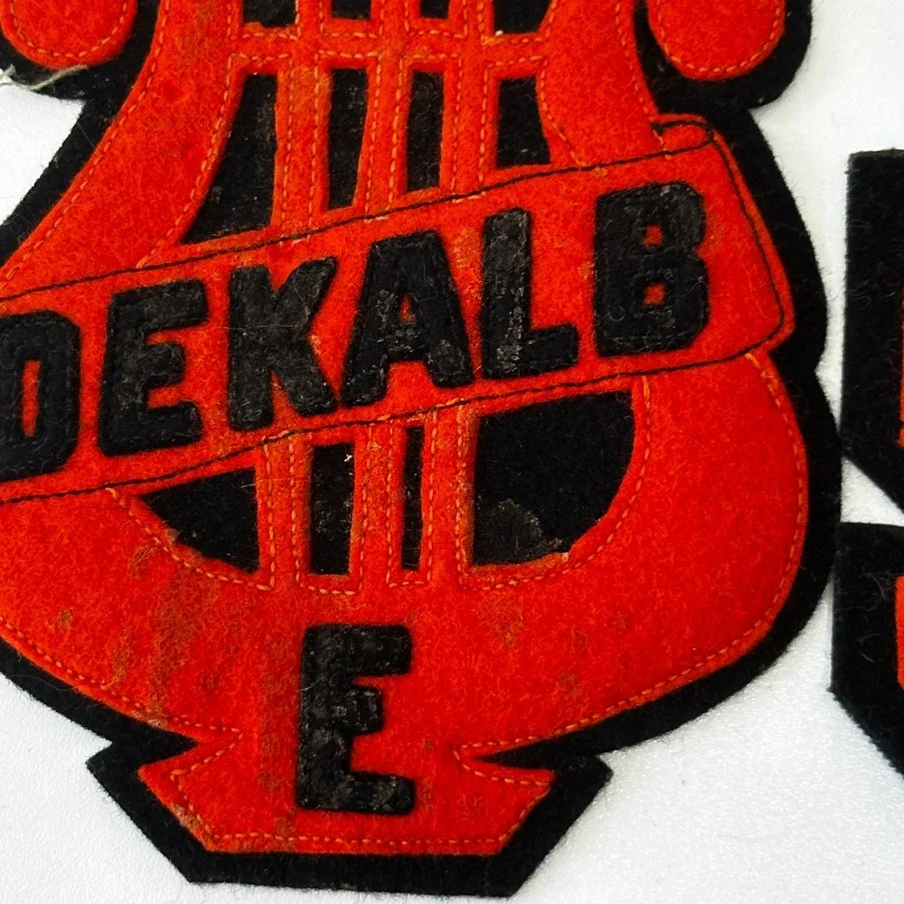 Vintage 50s DeKalb High Varsity Letterman Patches Orange Chenille Lot D 59